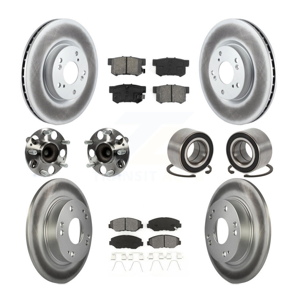 Front Rear Hub Bearing Coated Disc Brake Rotor & Pad Kit (10Pc) For Honda Civic Acura ILX KBB-129169