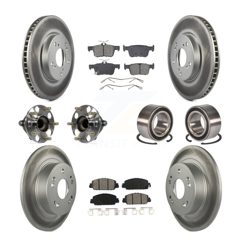 Front Rear Wheel Hub Bearing Coated Disc Brake Rotor And Pads Kit (10Pc) For Honda Accord KBB-129170
