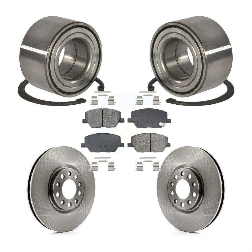 Front Wheel Bearing Disc Brake Rotors And Semi-Metallic Pads Kit For 2016-2018 Fiat 500X KBB-129183