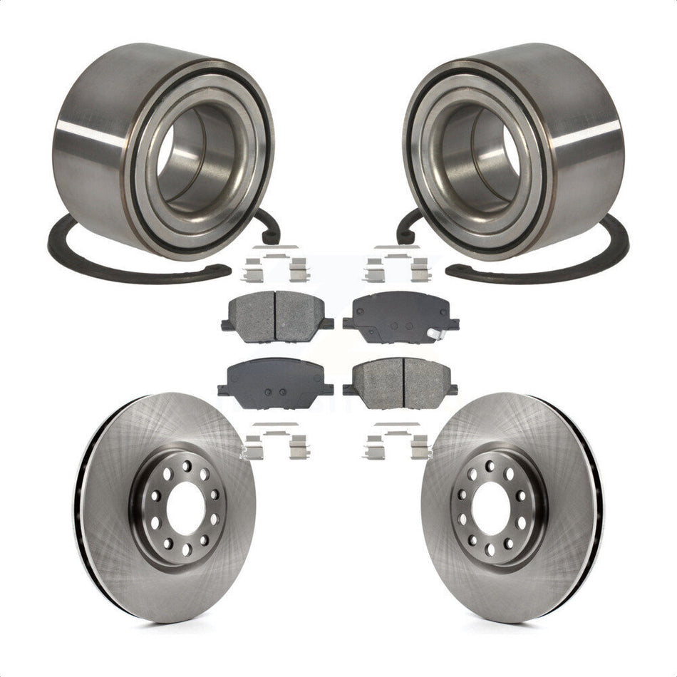Front Wheel Bearing Disc Brake Rotors And Semi-Metallic Pads Kit For 2016-2018 Fiat 500X KBB-129183