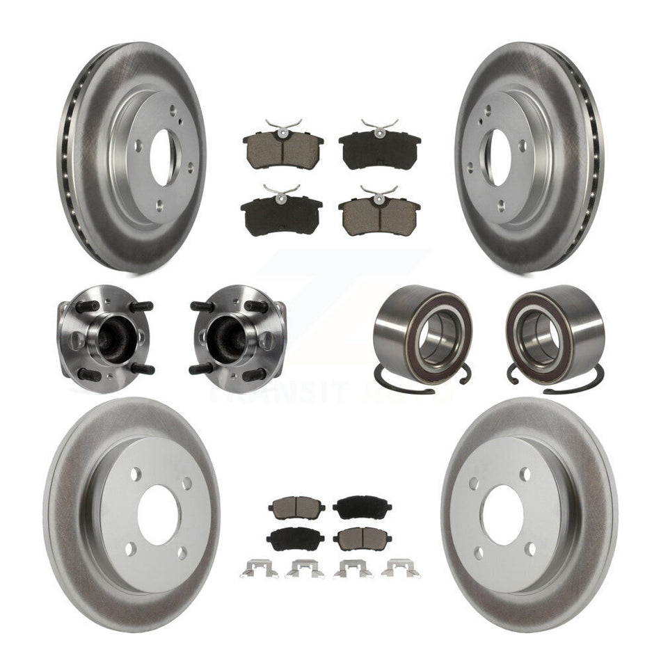Front Rear Hub Bearing Coated Disc Brake Rotor And Ceramic Pad Kit (10Pc) For Ford Fiesta KBB-129209