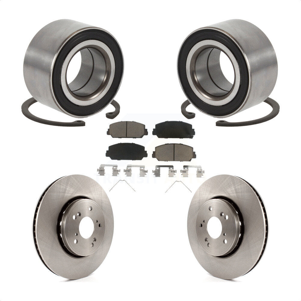 Front Wheel Bearing Disc Brake Rotors And Ceramic Pads Kit For 2016 Acura ILX KBB-129217