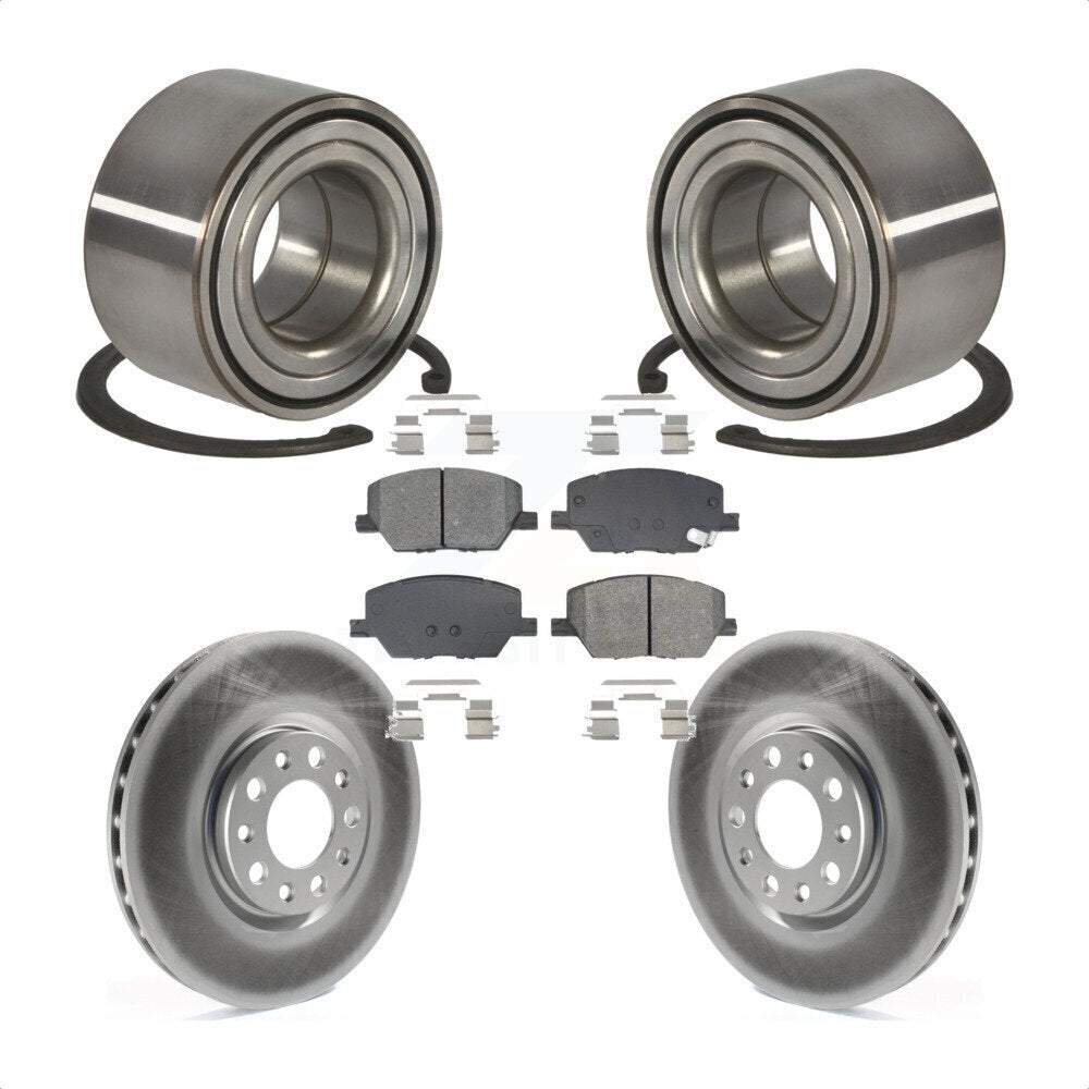 Front Wheel Bearing Coated Disc Brake Rotors And Pads Kit For 2016-2018 Fiat 500X KBB-129231