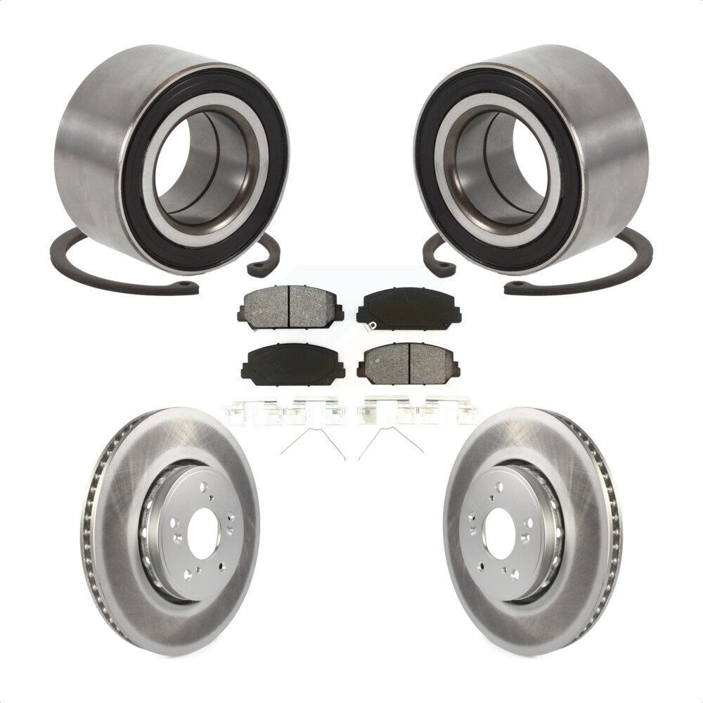 Front Wheel Bearing Coated Disc Brake Rotor And Semi-Metallic Pads Kit For 2016 Acura ILX KBB-129234