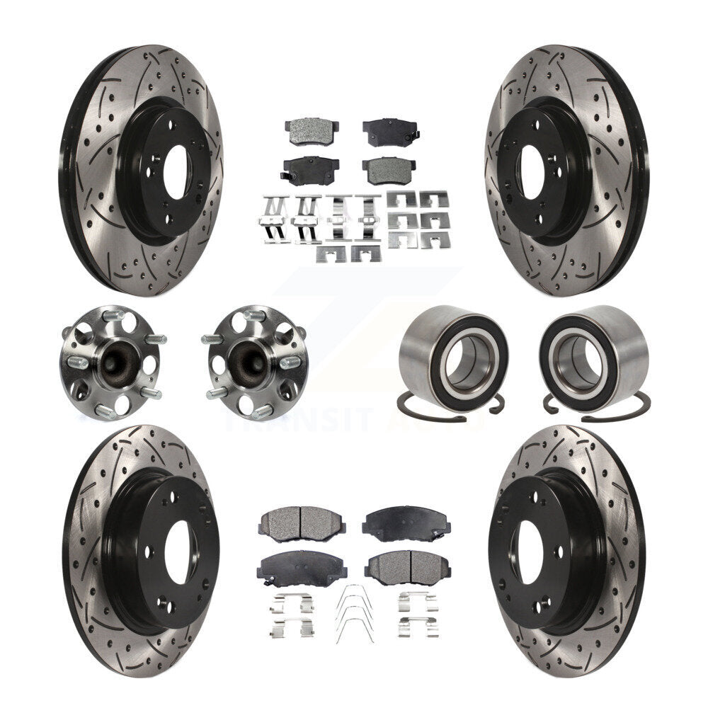 Front Rear Hub Bearing Coated Disc Brake Rotor & Pad Kit (10Pc) For Honda Civic Acura ILX KBB-129250