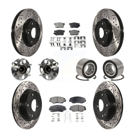 Front Rear Hub Bearing Coated Disc Brake Rotor & Pad Kit (10Pc) For Honda Civic Acura ILX KBB-129250
