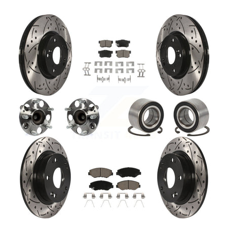 Front Rear Hub Bearing Coated Disc Brake Rotor & Pad Kit (10Pc) For Honda Civic Acura ILX KBB-129258