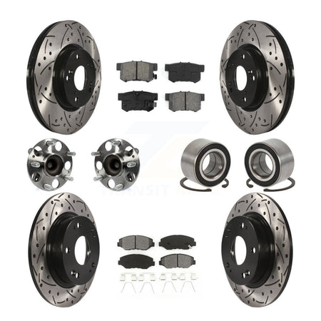 Front Rear Hub Bearing Coated Disc Brake Rotor & Pad Kit (10Pc) For Honda Civic Acura ILX KBB-129265