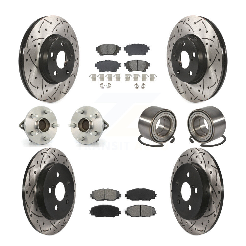 Front Rear Hub Bearing Coat Brake Rotor Pad Kit (10Pc) For Toyota Corolla Sedan with 1.8L KBB-129271