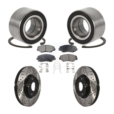 Front Wheel Bearing Coated Drilled Slotted Brake Rotor Pads Kit For Honda Civic Acura ILX KBB-129277