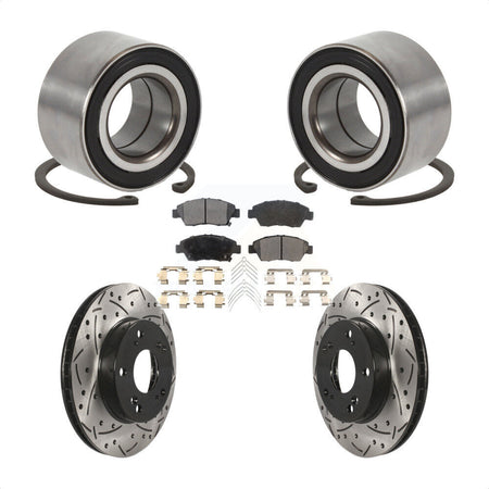 Front Wheel Bearing Coated Drilled Slotted Brake Rotor & Pads Kit For 2015 Acura ILX 1.5L KBB-129278