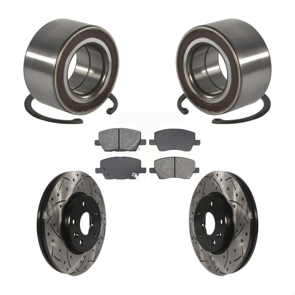 Front Wheel Bearing Coated Drilled Slot Brake Rotor Pad Kit For 2018-2020 Chevrolet Sonic KBB-129290