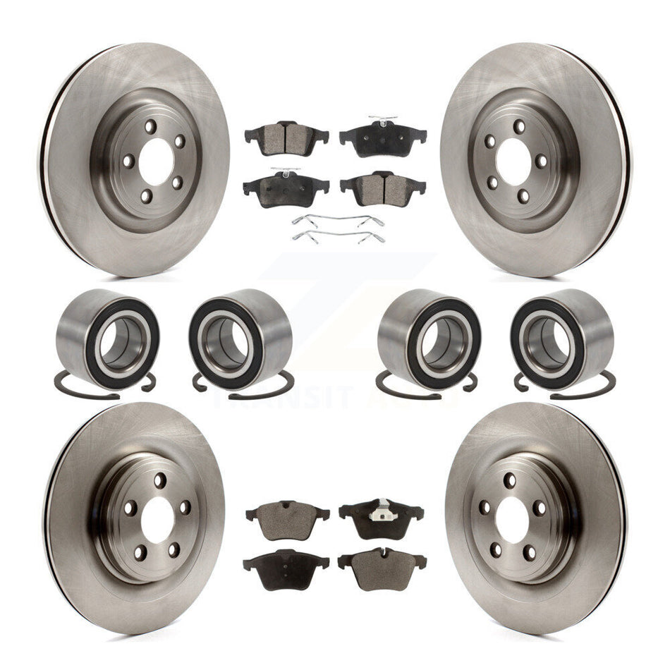 Front Rear Wheel Bearing Disc Brake Rotors And Ceramic Pads Kit (10Pc) For 2015 Jaguar XK KBB-129292