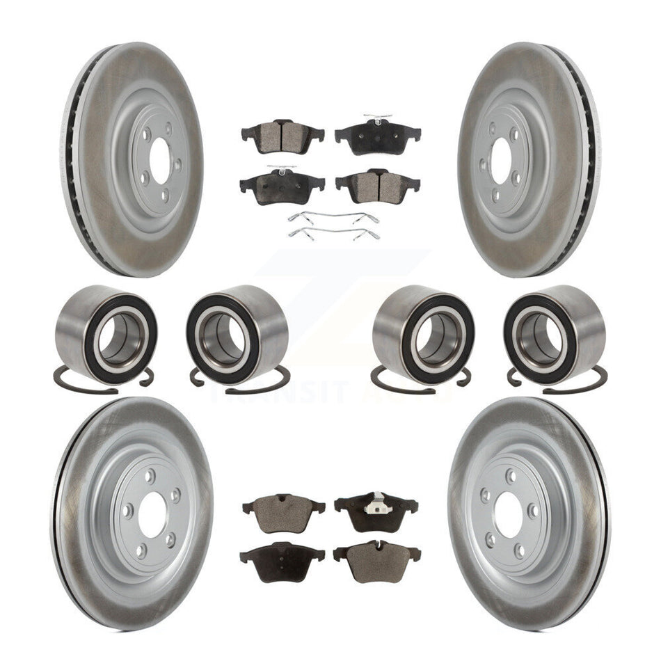 Front Rear Bearing Coated Disc Brake Rotor And Ceramic Pads Kit (10Pc) For 2015 Jaguar XK KBB-129296