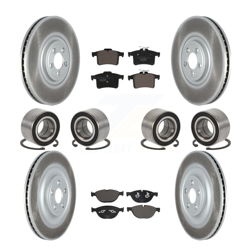 Front Rear Bearings Coated Disc Brake Rotors And Pads Kit (10Pc) For Jaguar XJR XKR XKR-S KBB-129297