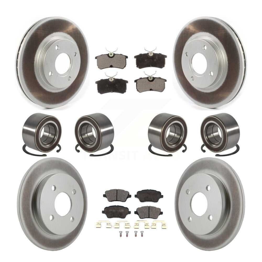 Front Rear Bearing Coated Disc Brake Rotor & Pads Kit (10Pc) For 2014-2019 Ford Fiesta ST KBB-129299
