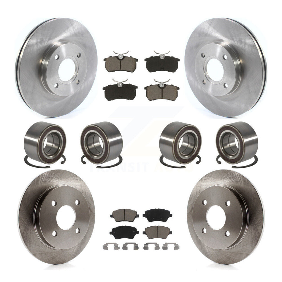 Front Rear Wheel Bearing Disc Brake Rotor And Pad Kit (10Pc) For 2014-2019 Ford Fiesta ST KBB-129304