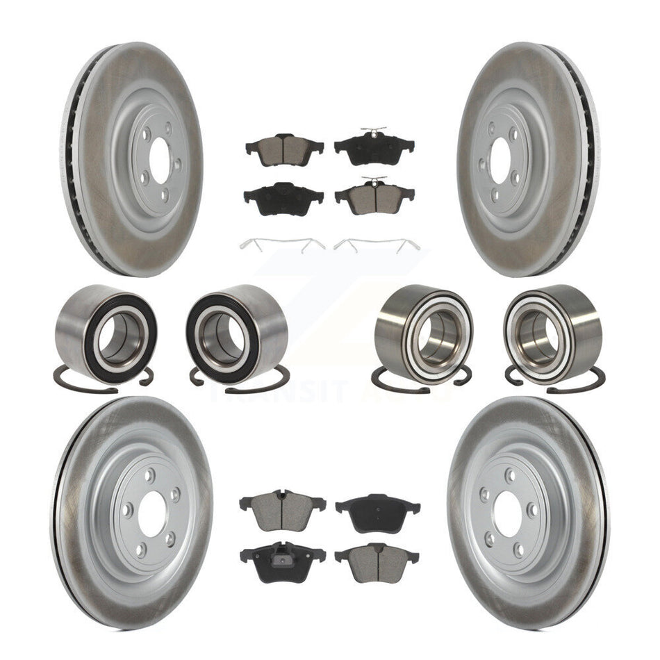 Front Rear Wheel Bearing Coated Disc Brake Rotor And Ceramic Pad Kit (10Pc) For Jaguar XJ KBB-129311