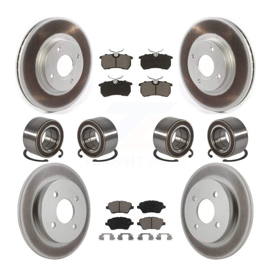 Front Rear Bearing Coated Disc Brake Rotor & Pads Kit (10Pc) For 2014-2019 Ford Fiesta ST KBB-129316