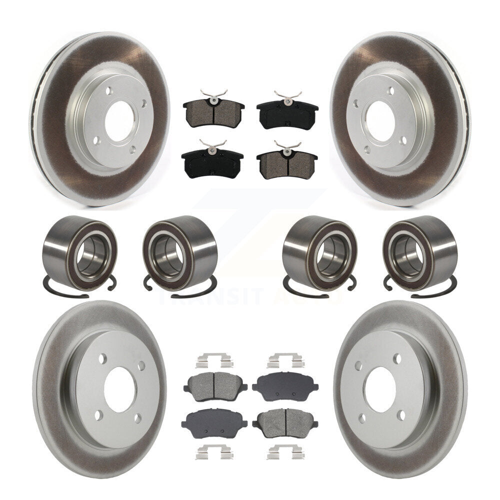 Front Rear Bearing Coated Disc Brake Rotor & Pads Kit (10Pc) For 2014-2019 Ford Fiesta ST KBB-129317