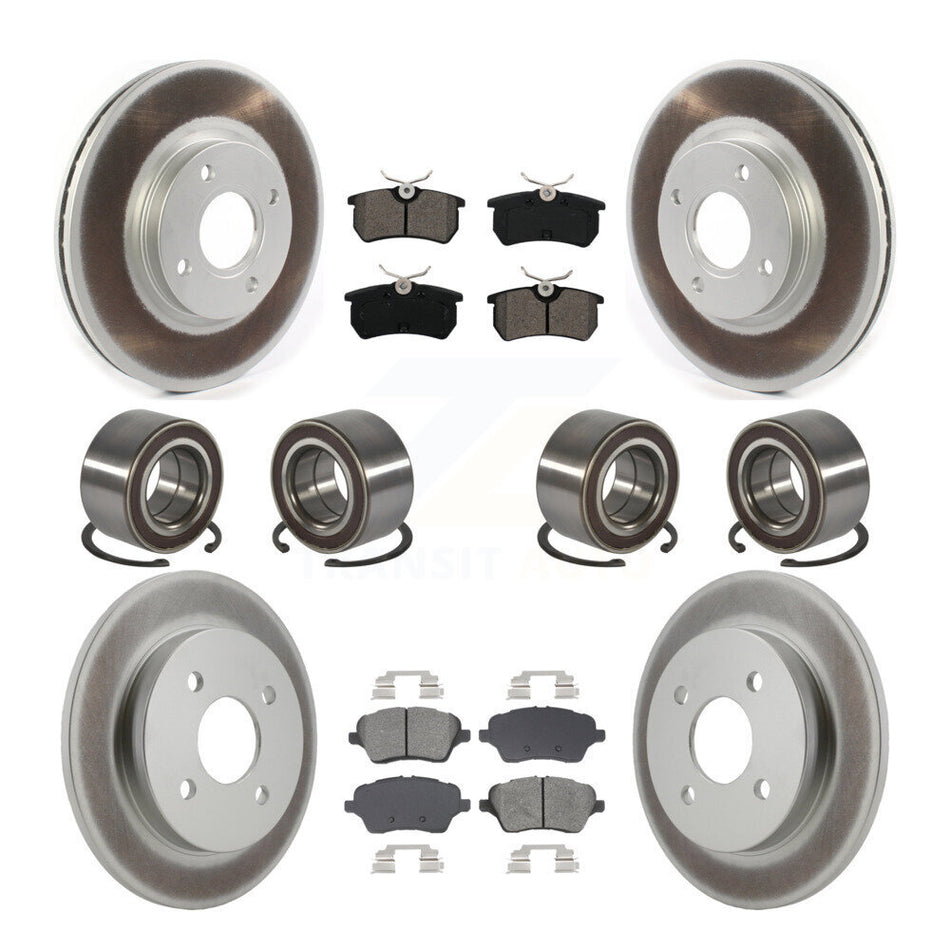 Front Rear Bearing Coated Disc Brake Rotor & Pads Kit (10Pc) For 2014-2019 Ford Fiesta ST KBB-129317