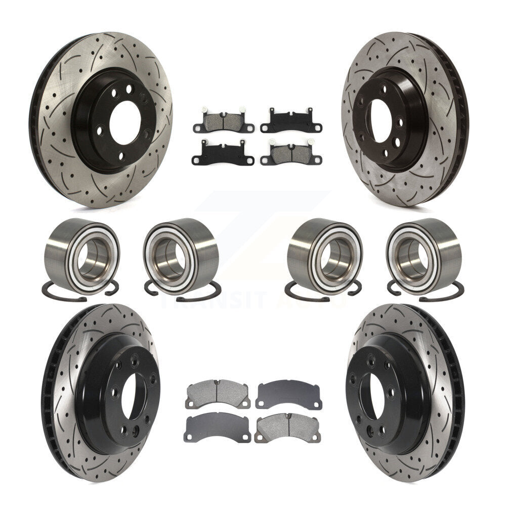Front Rear Wheel Bearing Coated Disc Brake Rotors And Pads Kit (10Pc) For Porsche Cayenne KBB-129331