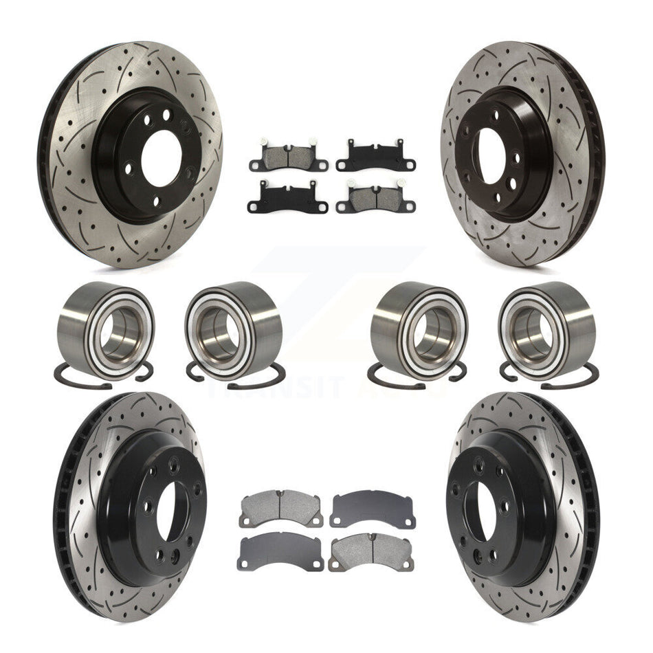 Front Rear Wheel Bearing Coated Disc Brake Rotors And Pads Kit (10Pc) For Porsche Cayenne KBB-129331