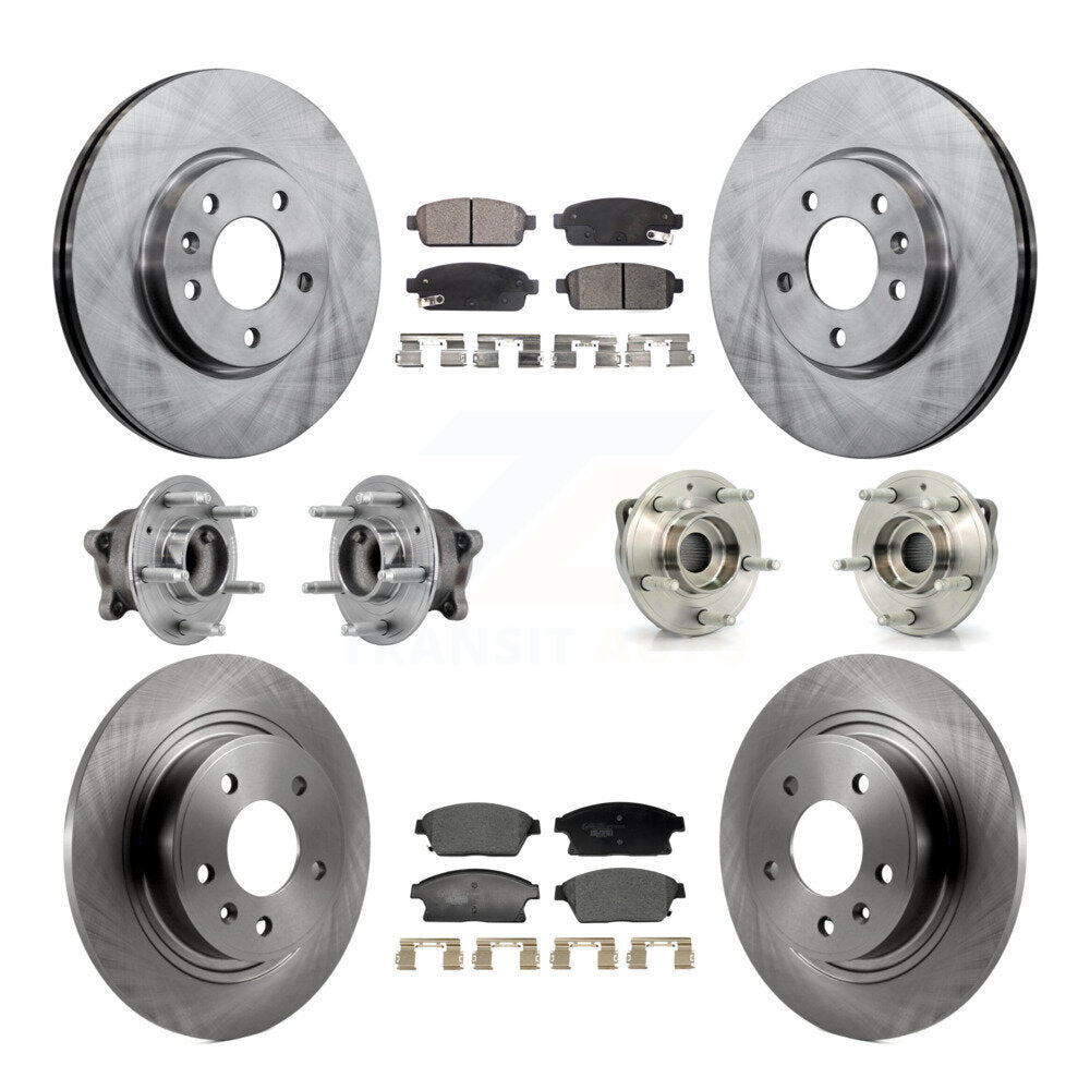 Front Rear Hub Bearing Disc Brake Rotor & Pads Kit (10Pc) For Buick Verano Chevrolet Volt KBB-129348