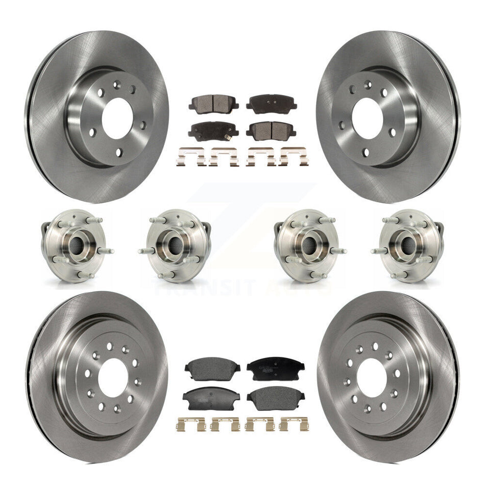 Front Rear Hub Bearing Disc Brake Rotor And Pad Kit (10Pc) For 2013-2015 Cadillac ATS AWD KBB-129349