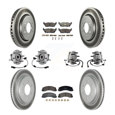 Front Rear Hub Bearing Coated Brake Rotor Pads Kit (10Pc) For Ford Expedition Lincoln RWD KBB-129359