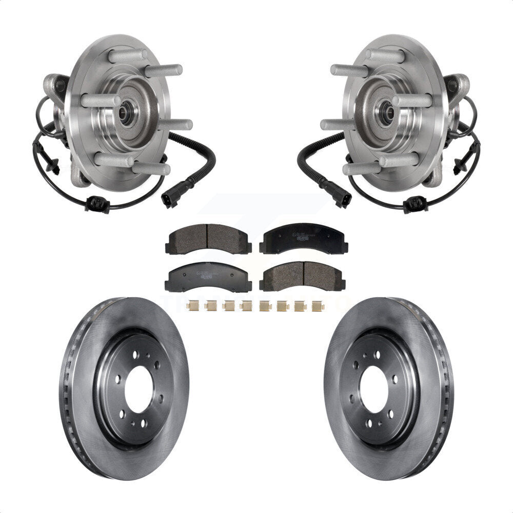 Front Hub Bearing Brake Rotor Pad Kit For 2018-2021 Ford Expedition Lincoln Navigator 4WD KBB-129367