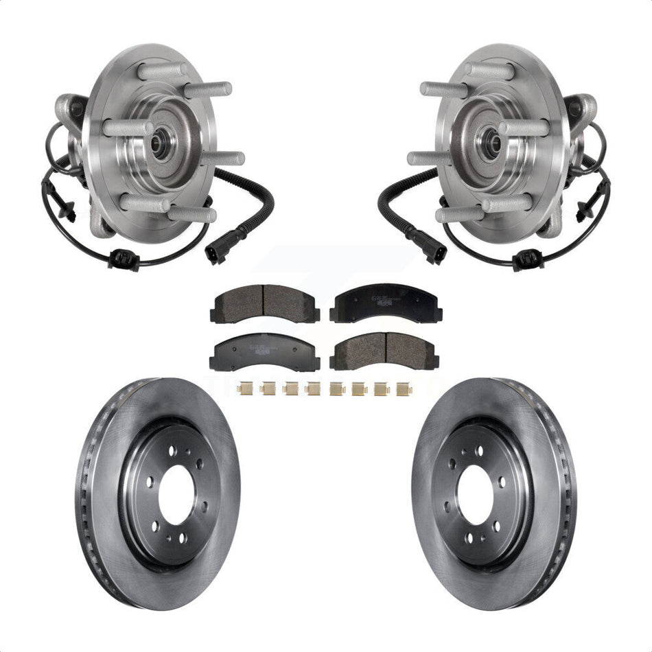 Front Hub Bearing Brake Rotor Pad Kit For 2018-2021 Ford Expedition Lincoln Navigator 4WD KBB-129367