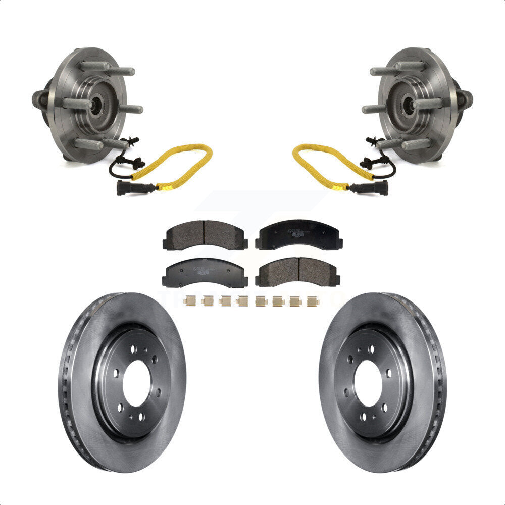 Front Hub Bearing Assembly Disc Brake Rotors And Ceramic Pads Kit For Ford F-150 KBB-129368