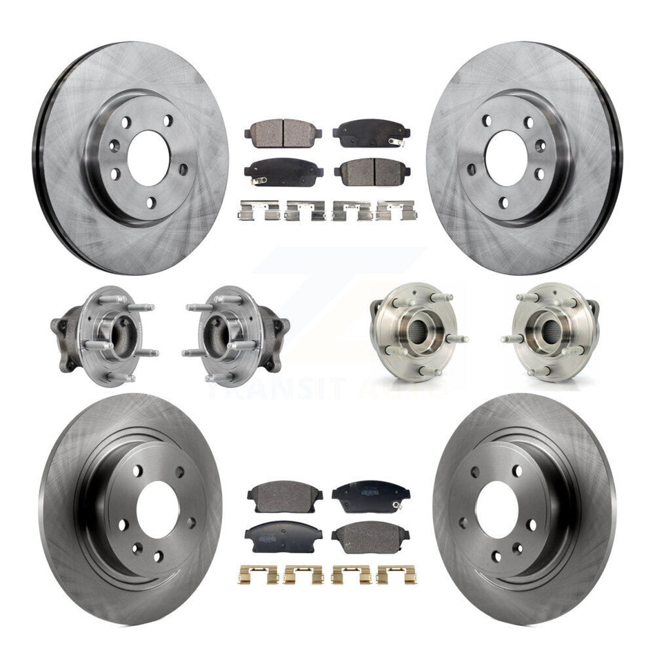 Front Rear Hub Bearing Disc Brake Rotor & Pads Kit (10Pc) For Buick Verano Chevrolet Volt KBB-129381