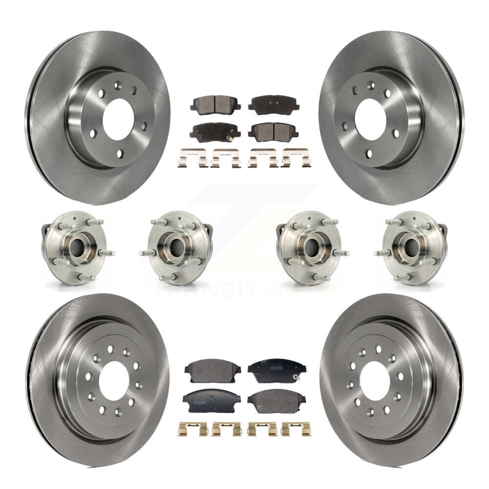 Front Rear Hub Bearing Disc Brake Rotor And Pad Kit (10Pc) For 2013-2015 Cadillac ATS AWD KBB-129383