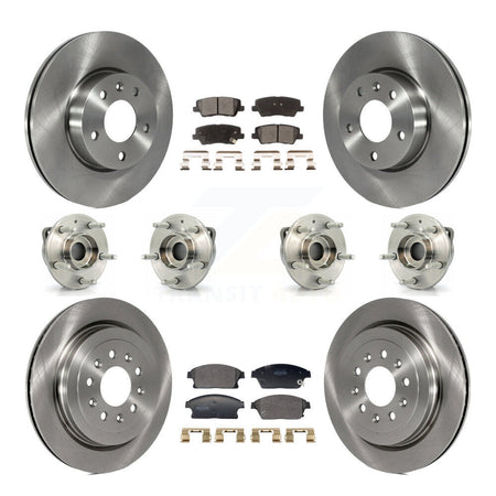 Front Rear Hub Bearing Disc Brake Rotor And Pad Kit (10Pc) For 2013-2015 Cadillac ATS AWD KBB-129383