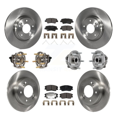 Front Rear Hub Bearings Disc Brake Rotors And Semi-Metallic Pads Kit (10Pc) For Kia Soul KBB-129385
