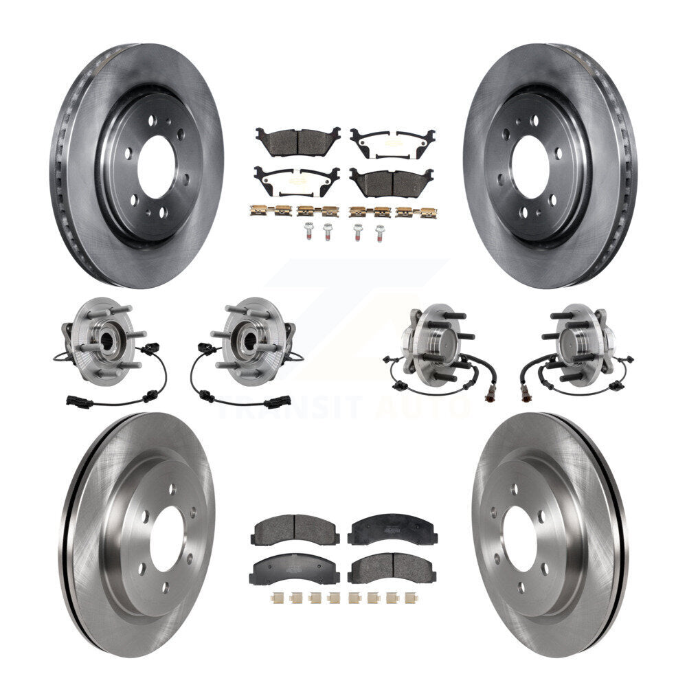 Front Rear Hub Bearing Brake Rotor & Pad Kit (10Pc) For Ford Expedition Lincoln Navigator KBB-129387