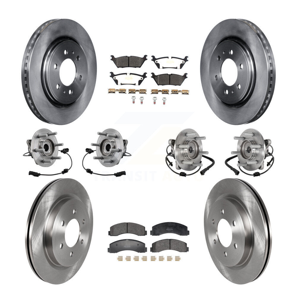 Front Rear Hub Bearing Brake Rotor & Pad Kit (10Pc) For Ford Expedition Lincoln Navigator KBB-129388
