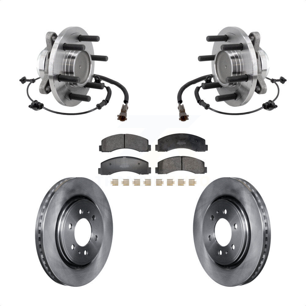 Front Hub Bearing Brake Rotor And Pad Kit For Ford F-150 Expedition Lincoln Navigator RWD KBB-129390