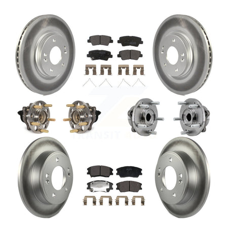 Front Rear Hub Bearing Assembly Coated Disc Brake Rotors And Pads Kit (10Pc) For Kia Soul KBB-129411