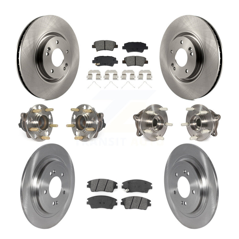Front Rear Hub Bearing Disc Brake Rotor And Semi-Metallic Pad Kit (10Pc) For Kia Sportage KBB-129418