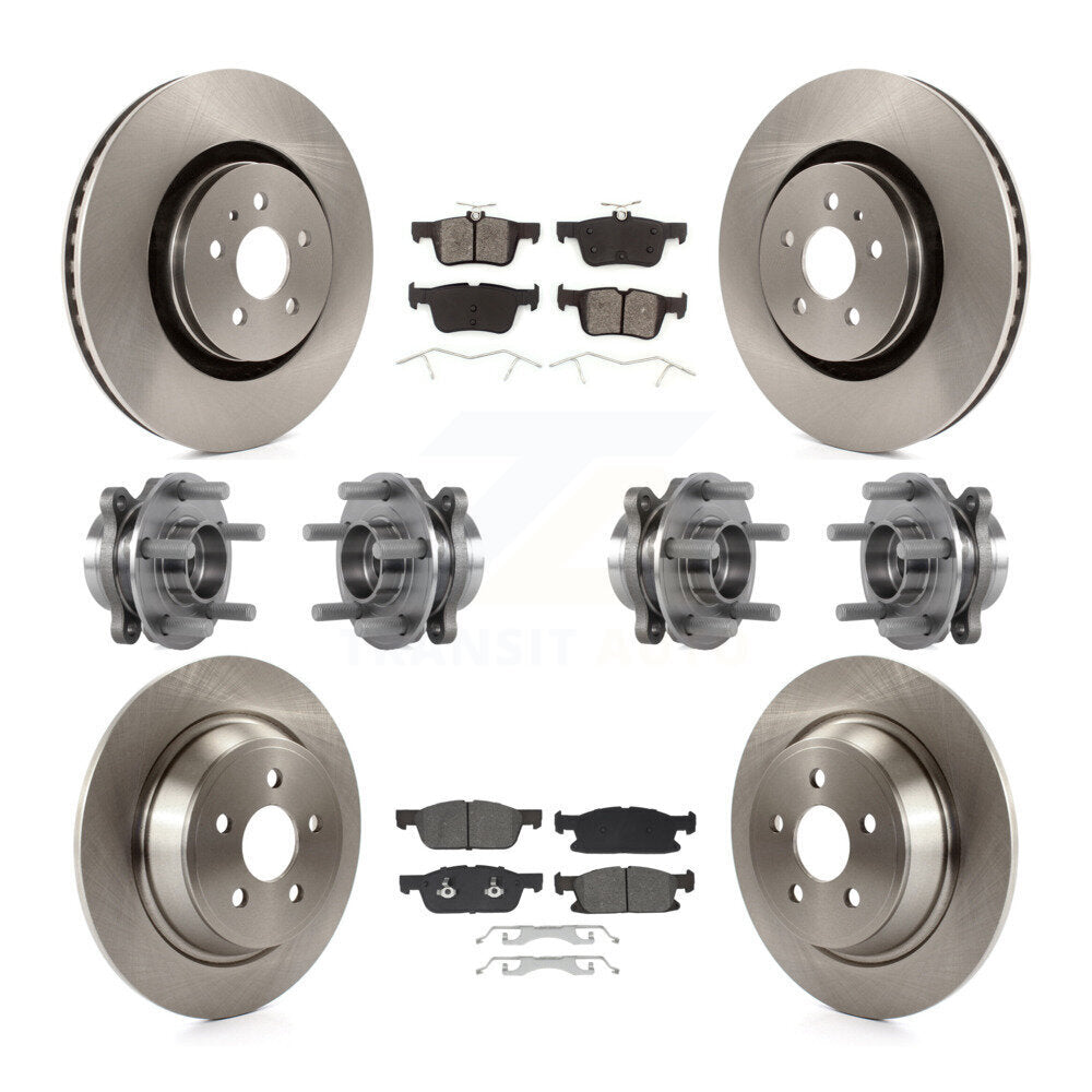 Front Rear Hub Bearings Disc Brake Rotors And Pads Kit (10Pc) For Lincoln Continental AWD KBB-129422