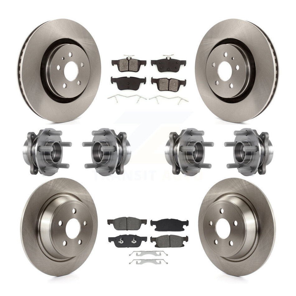 Front Rear Hub Bearings Disc Brake Rotors And Pads Kit (10Pc) For Lincoln Continental AWD KBB-129422
