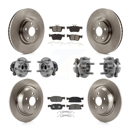 Front Rear Hub Bearings Disc Brake Rotors And Pads Kit (10Pc) For Lincoln Continental FWD KBB-129423