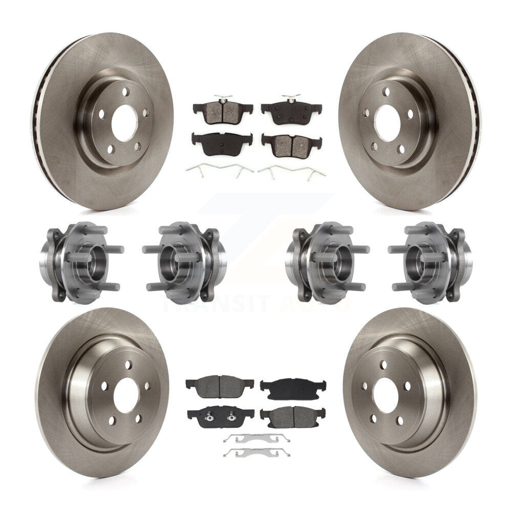 Front Rear Hub Bearings Disc Brake Rotors And Pads Kit (10Pc) For Lincoln Continental AWD KBB-129424