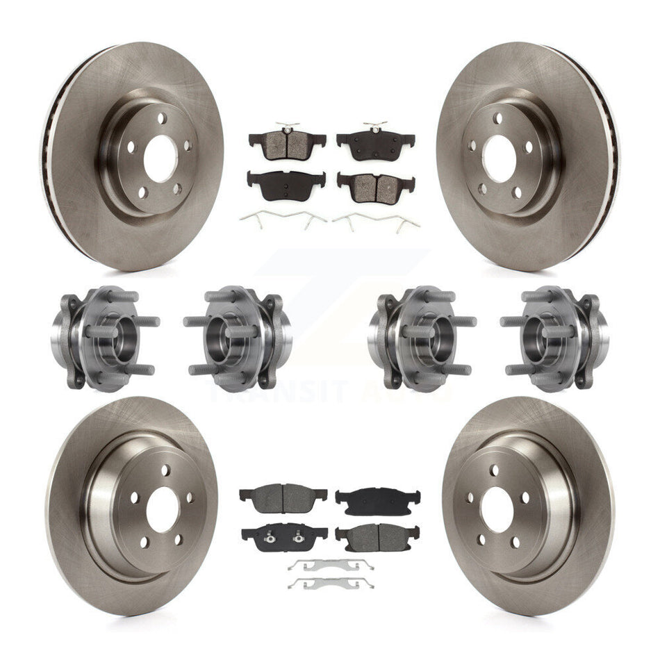 Front Rear Hub Bearings Disc Brake Rotors And Pads Kit (10Pc) For Lincoln Continental AWD KBB-129424