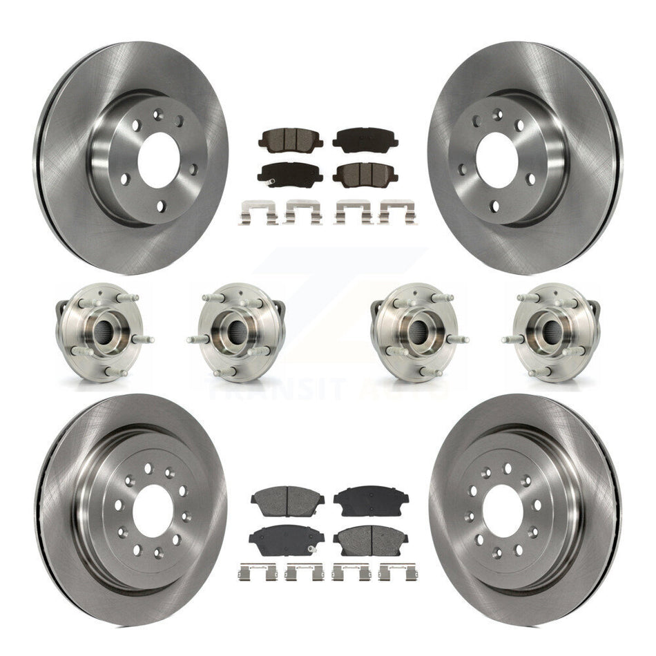 Front Rear Hub Bearing Disc Brake Rotor And Pad Kit (10Pc) For 2013-2015 Cadillac ATS AWD KBB-129432