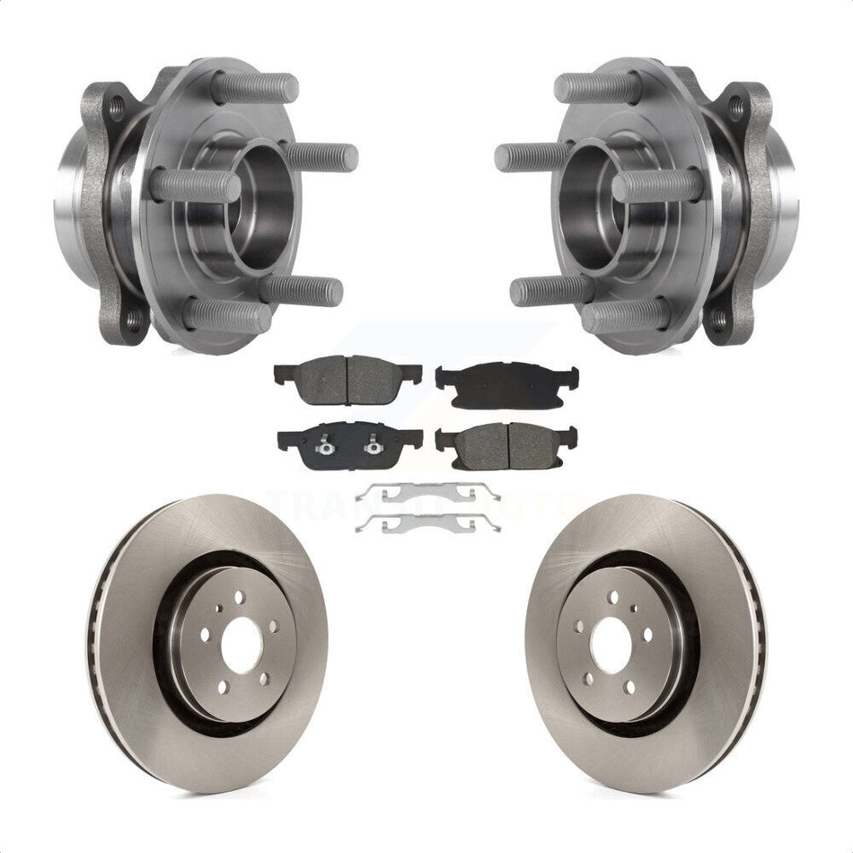 Front Hub Bearing Assembly Brake Rotor & Pads Kit For Ford Fusion Lincoln MKZ Continental KBB-129441