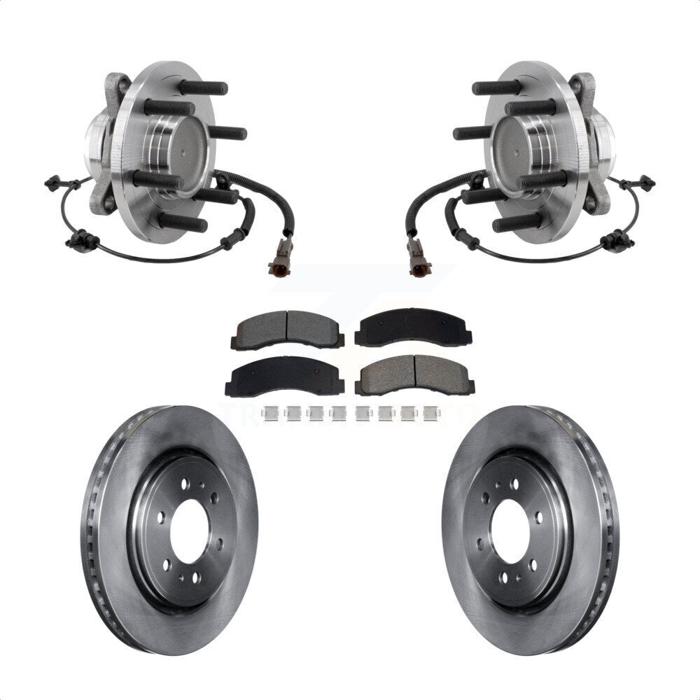 Front Hub Bearing Brake Rotor And Pad Kit For Ford F-150 Expedition Lincoln Navigator RWD KBB-129442